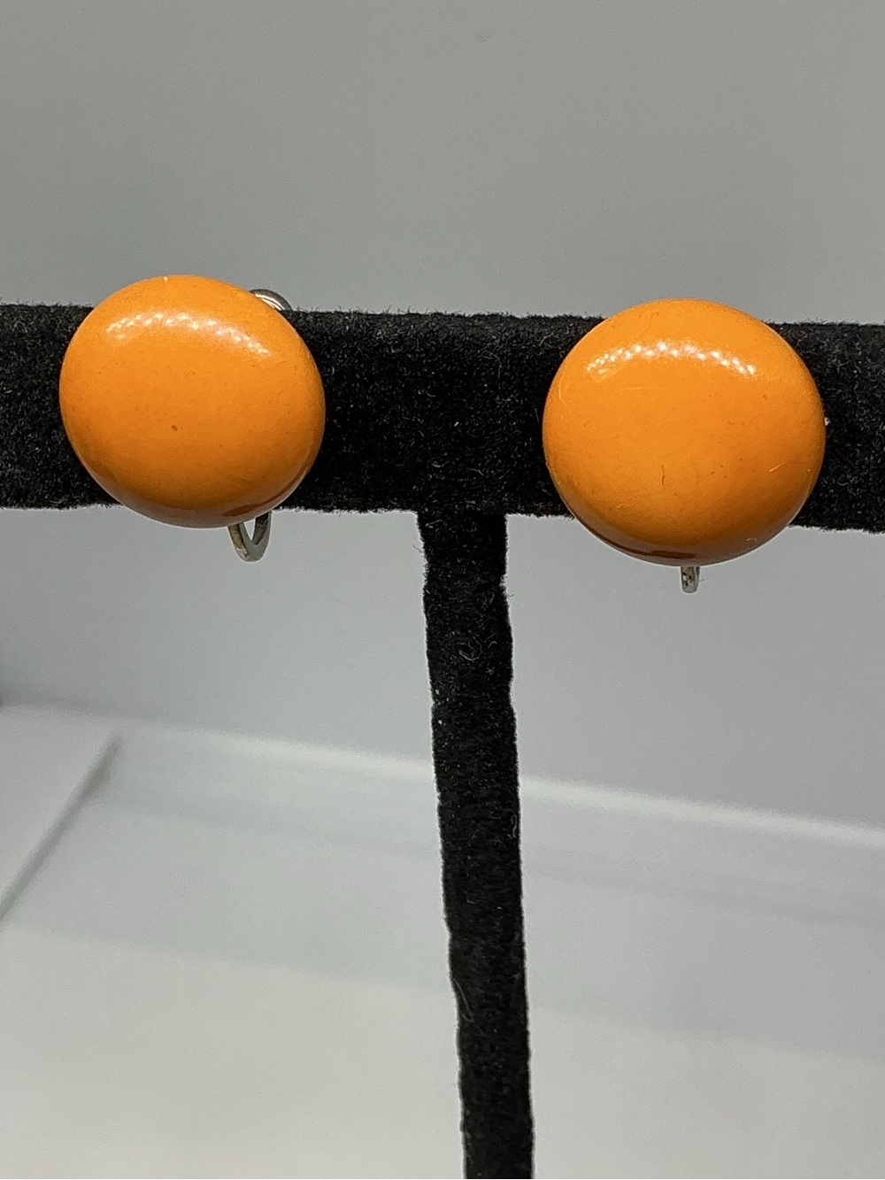 Vintage Butterscotch Bakelite Screwback  Domed Button Style Earrings